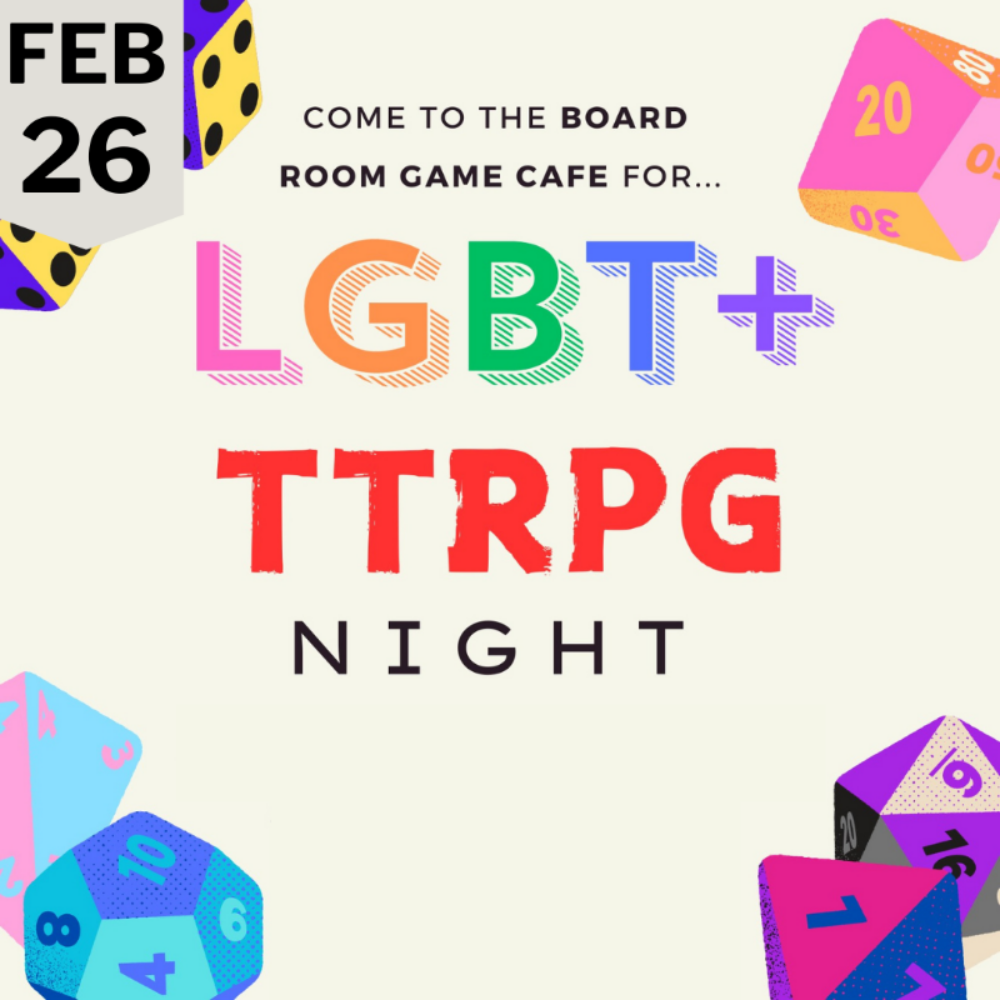 LGBT+ TTRPG Night at the Board Room Game Cafe image
