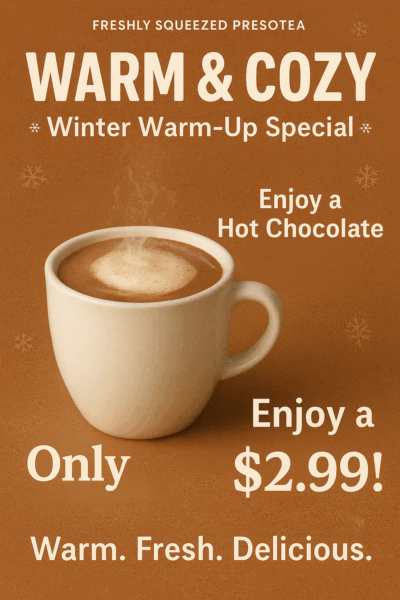 Hot Chocolate, Brown Sugar Pearl Boba Latte, Brown Sugar Grassjelly Latte - Freshly Squeezed Presotea image