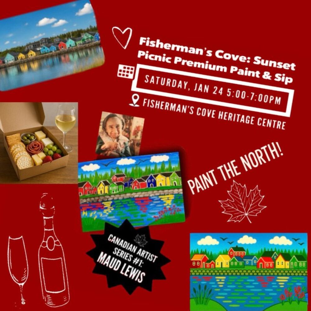 Fisherman’s Cove: Premium Sunset Picnic Paint & Sip, Celebrating Maud Lewis image