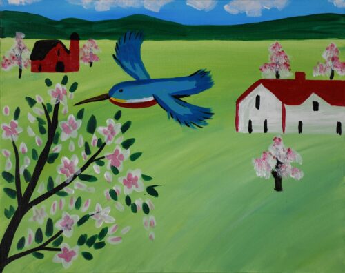Painting & Pints: British Kingfisher & Apple Blossoms image