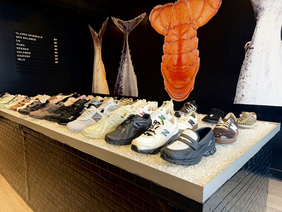 Sneakers on display inside Market Price boutique on the Halifax Waterfront.