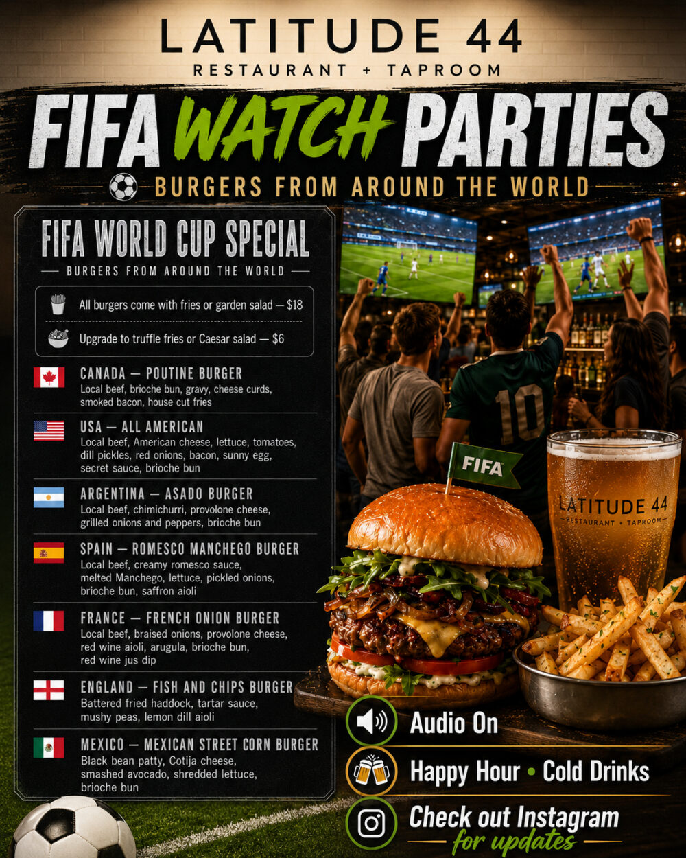 Latitude 44 Restaurant + Taproom FIFA 2026 watch parties ! image
