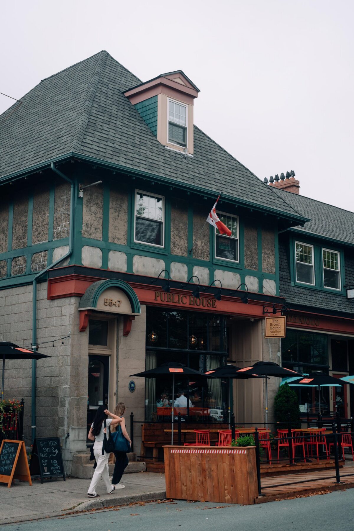 Historic Hydrostone Market in North End Halifax with local shops, patios, and restaurants.