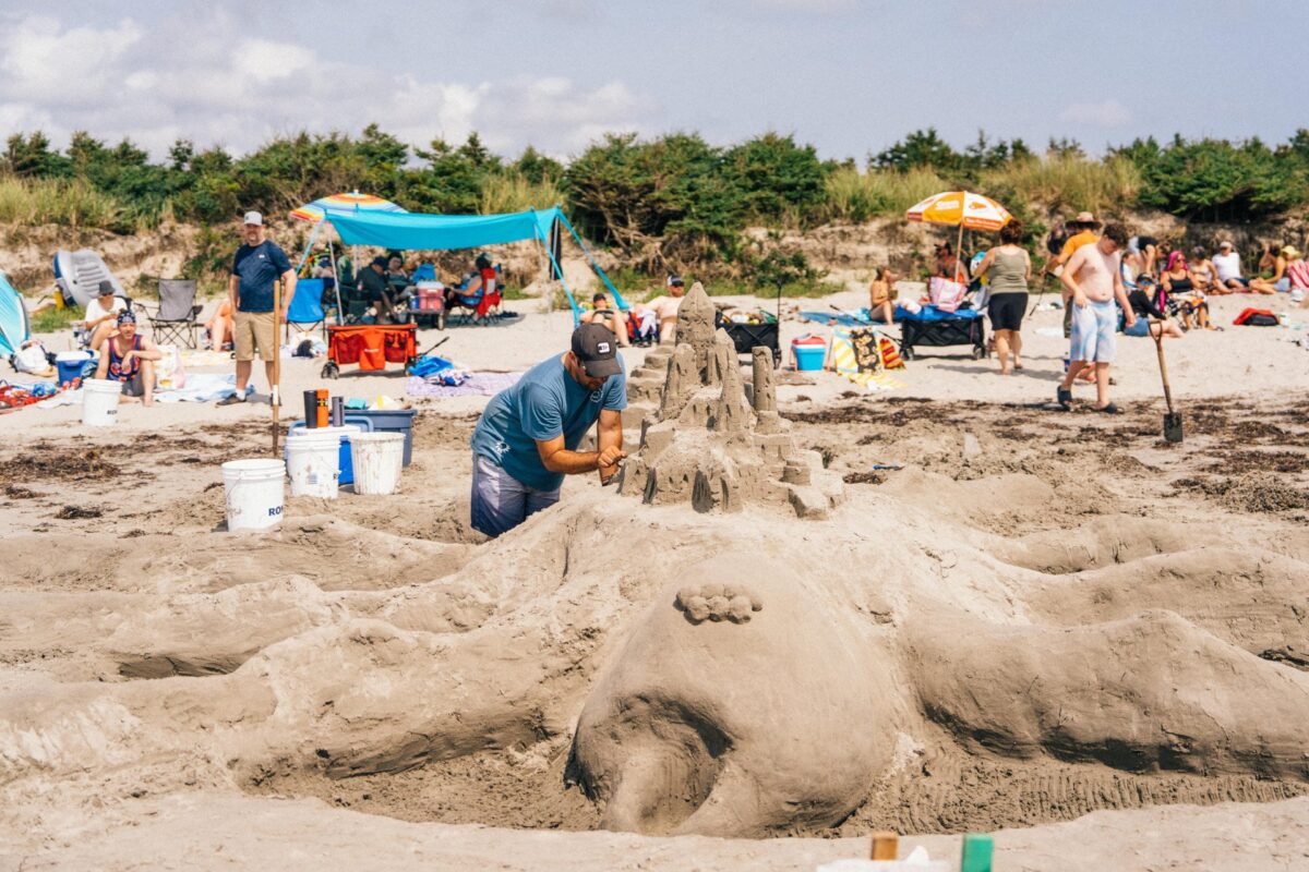 Sandcastle building at Clam Harbour Beach Sandcastle Competition