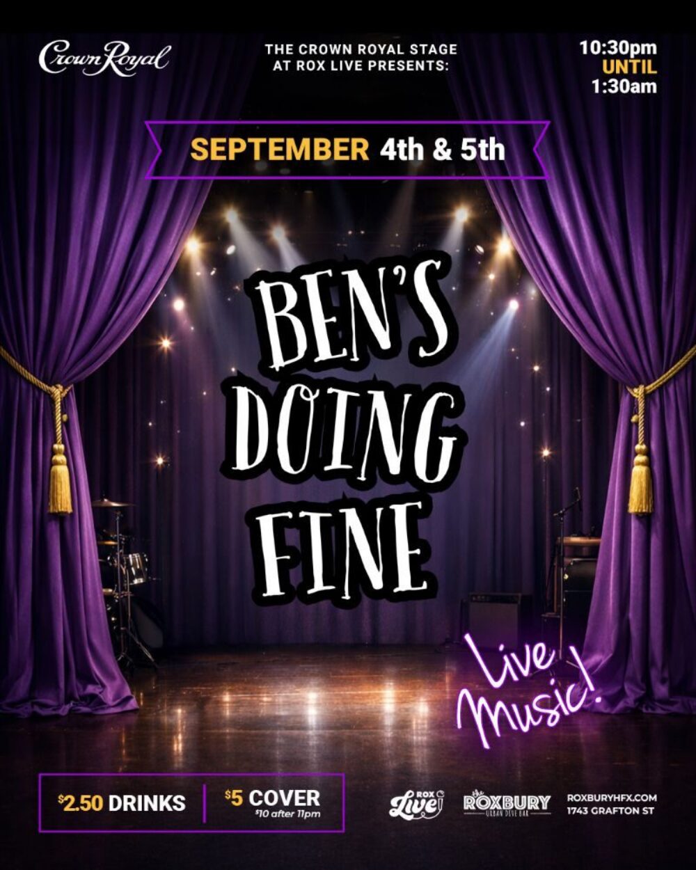 Ben’s Doing Fine is back on the Crown Royal Stage at Rox Live image