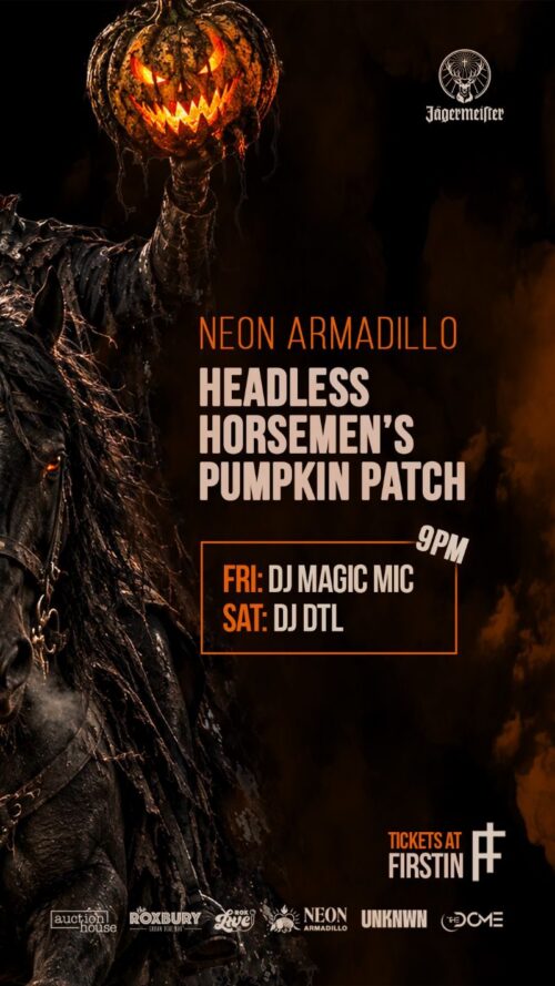 The Headless Horsemen’s Pumpkin Patch is taking over Neon Armadillo for Halloween weekend! image